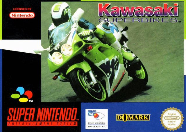 Kawasaki Superbikes box art for Super Nintendo